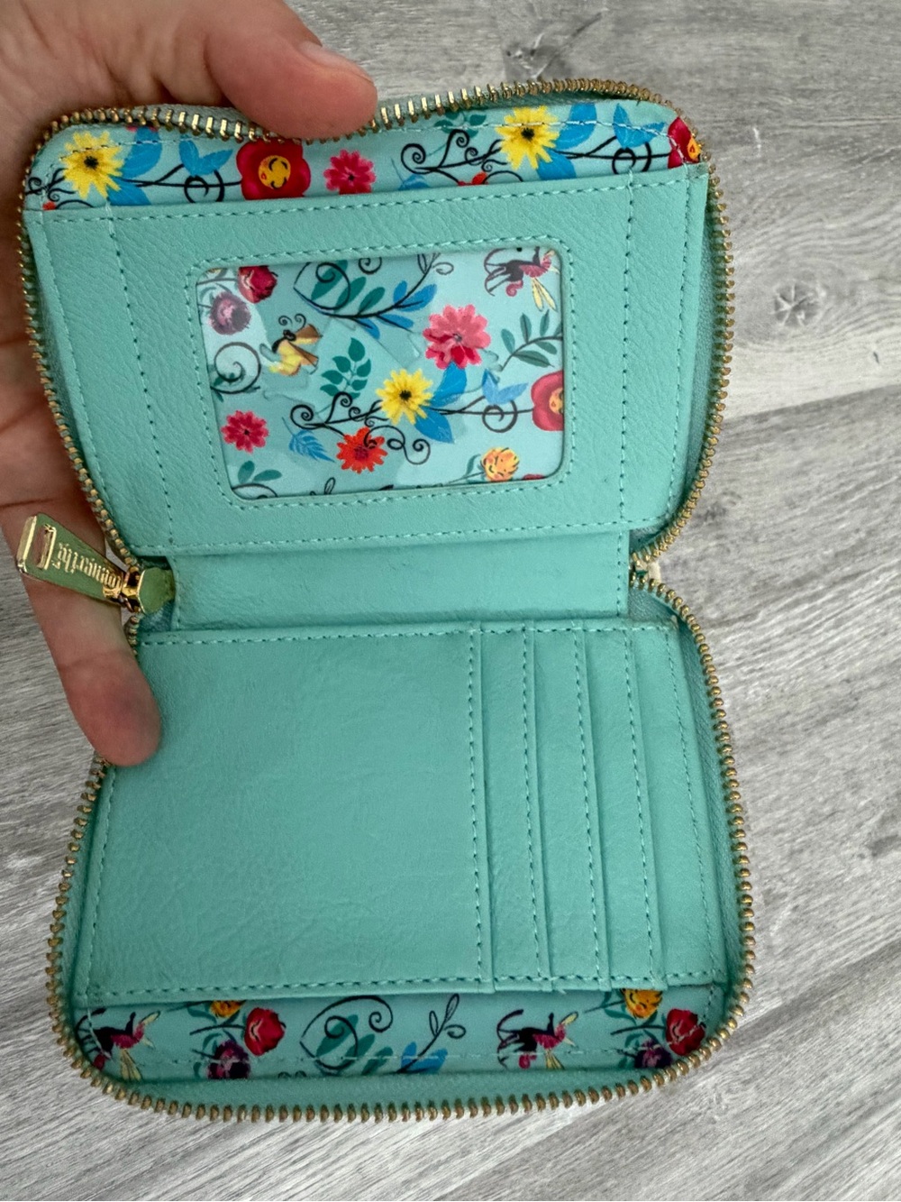 Alice in Wonderland Zip Around Floral Lined Card Wallet